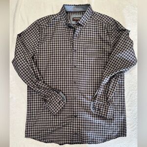 Johnston & Murphy Navy and White Plaid Shirt
